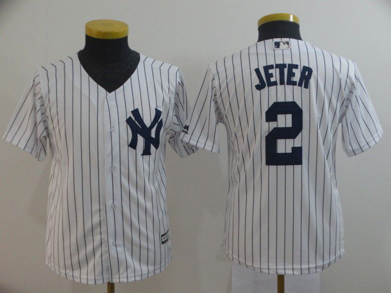 Youth New York Yankees 2 Jeter White MLB Jerseys